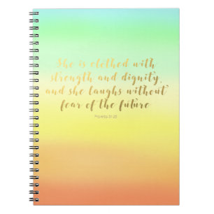 Proverbs 31:25-laptop - Summer Faux Foil Script Notitieboek