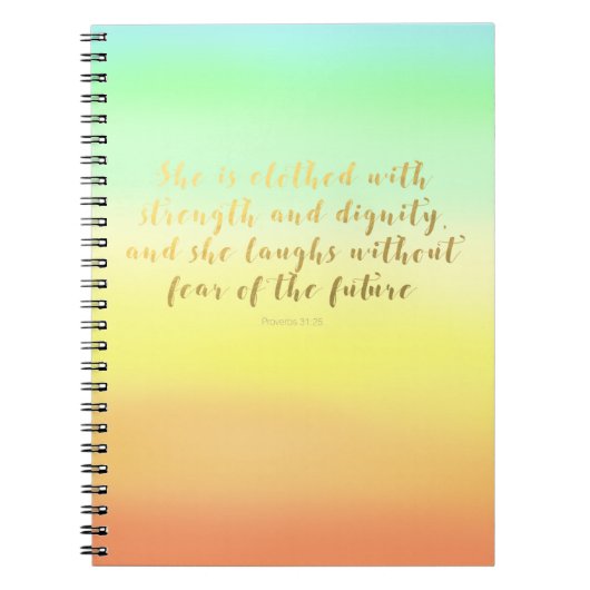 Proverbs 31:25-laptop - Summer Faux Foil Script Notitieboek (Voorkant)