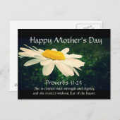 Proverbs 31:25, Moederdag, White Daisy Custom Briefkaart (Voorkant / Achterkant)