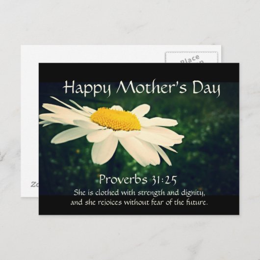Proverbs 31:25, Moederdag, White Daisy Custom Briefkaart (Voorkant / Achterkant)