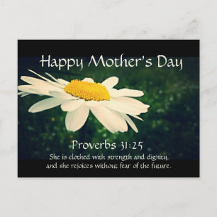 Proverbs 31:25, Moederdag, White Daisy Custom Briefkaart