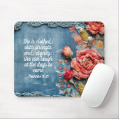 Proverbs 31:25 Mousepad Inspiring Bible Verse Muismat (Met muis)