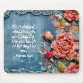 Proverbs 31:25 Mousepad Inspiring Bible Verse Muismat (Voorkant)