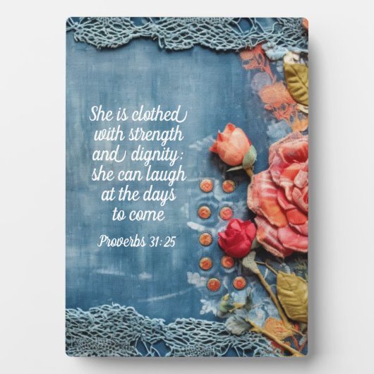 Proverbs 31:25 Plaque Inspiring Bible Verse Fotoplaat (voorkant)
