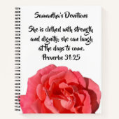 Proverbs 31:25 Red Rose Christian Custom Devotion Notitieboek (Voorkant)
