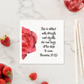 Proverbs 31:25 Red Rose Christian Woman Servet (Insitu)