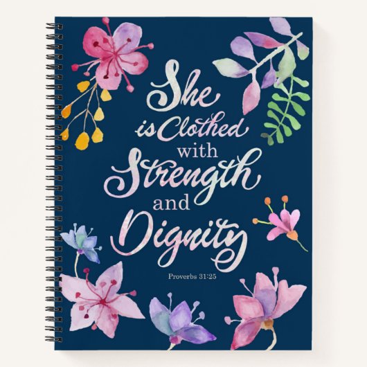 Proverbs 31:25 She is Clothed with Strength and Di Notitieboek (Voorkant)