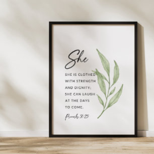 Proverbs 31:25 Sterkte en Waardigheid Muur Kunst Poster