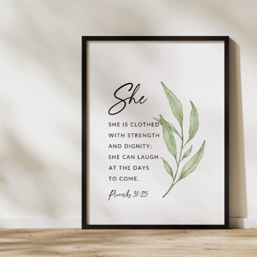 Proverbs 31:25 Sterkte en Waardigheid Muur Kunst Poster
