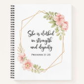 Proverbs 31:25 Strength and Dignity Floral  Notitieboek (Voorkant)