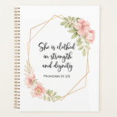 Proverbs 31:25 Strength and Dignity Floral  Planner (Voorkant)