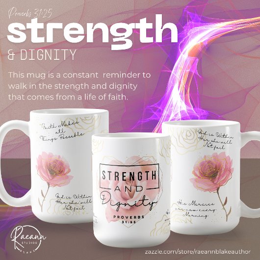 Proverbs 31:25 Strength & Dignity Ceramic Mug Koffiemok