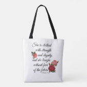Proverbs 31:25 tote bag (Achterkant)