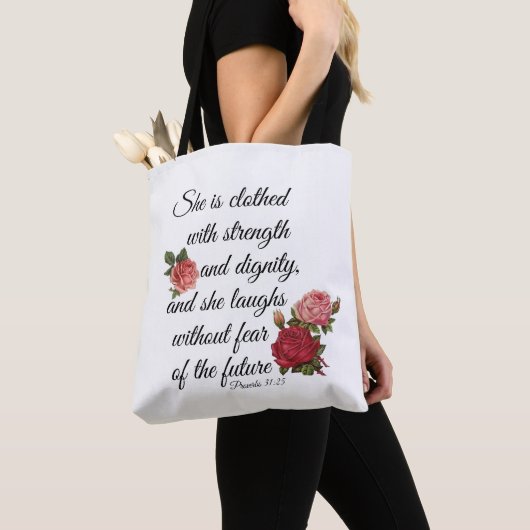Proverbs 31:25 tote bag (Dichtbij)