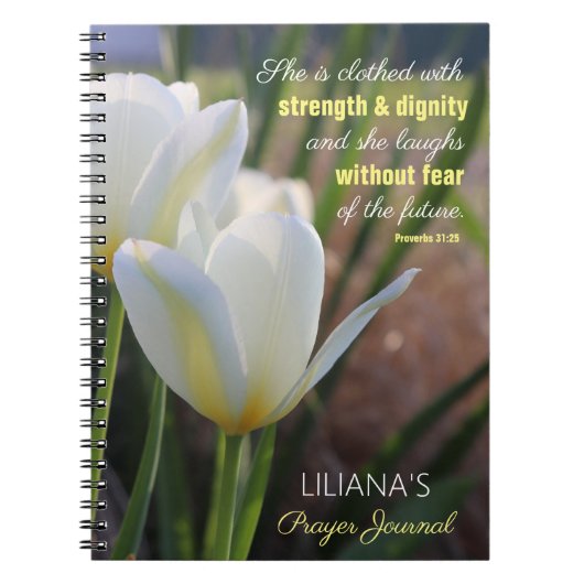 Proverbs 31:25 Tulip Prayer Journal Notitieboek (Voorkant)