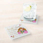 Proverbs 31:25 Ze is bedwelmd met kracht Glazen Onderzetter (Schuin)