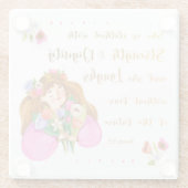 Proverbs 31:25 Ze is bedwelmd met kracht Glazen Onderzetter (Achterkant)