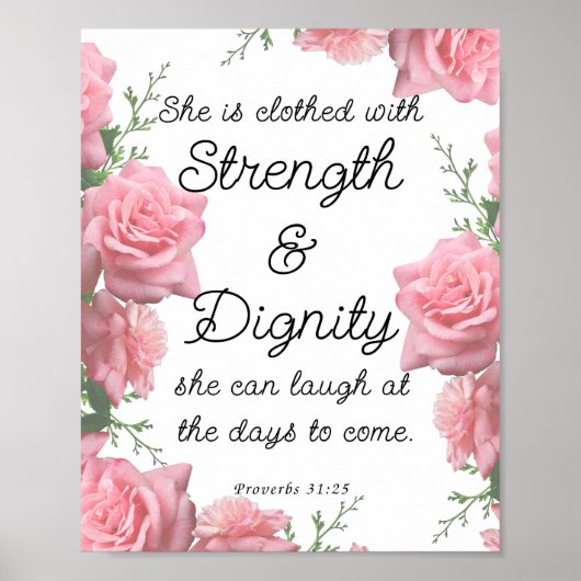 Proverbs 31:25, ze is gekleed met kracht poster (Voorkant)