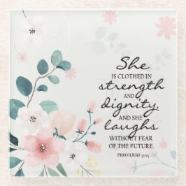 Proverbs 31:25 Ze is in sterkte gedicht Glazen Onderzetter