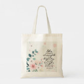 Proverbs 31:25 Ze is in sterkte gedicht Tote Bag (Achterkant)