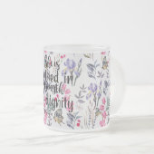 Proverbs 31:25 Ze is in sterkte gekweekt Matglas Koffiemok (Voorkant rechts)