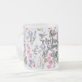 Proverbs 31:25 Ze is in sterkte gekweekt Matglas Koffiemok (Voorkant links)