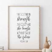 Proverbs 31:25, ze is in sterkte gekweekt poster