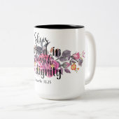 Proverbs 31:25 Ze is in sterkte gekweekt Tweekleurige Koffiemok (Voorkant rechts)