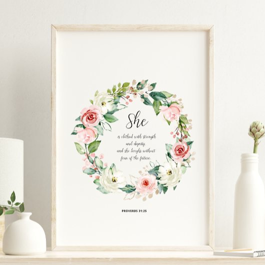 Proverbs 31:25 Ze is voorzien van een sterk Poster