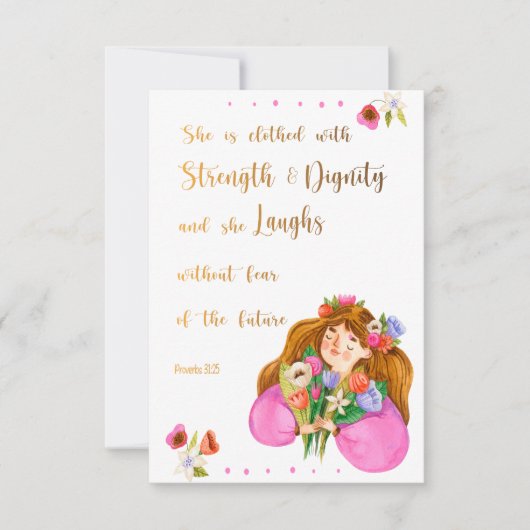 Proverbs 31:25 Ze is voorzien van een sterktetekaa (Voorkant)