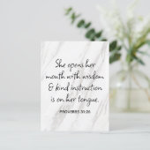 Proverbs 31:26 Bijbelverse marmer Glam Briefkaart (Staand voorkant)