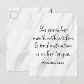 Proverbs 31:26 Bijbelverse marmer Glam Briefkaart (Voorkant / Achterkant)