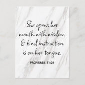 Proverbs 31:26 Bijbelverse marmer Glam Briefkaart (Voorkant)