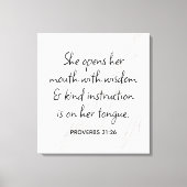 Proverbs 31:26 Bijbelverse marmer Glam Canvas Afdruk (Voorkant)