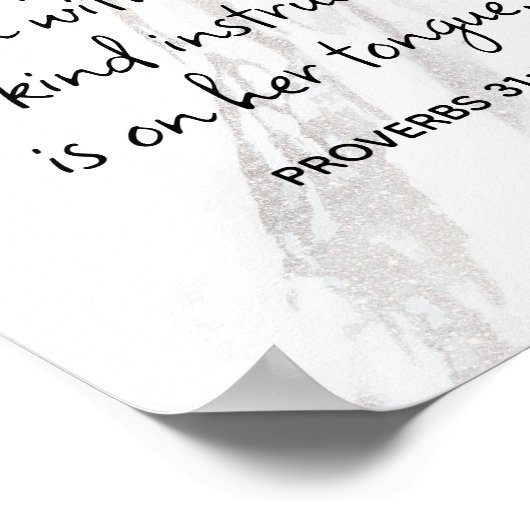 Proverbs 31:26 Bijbelverse marmer Glam Poster (Hoek)