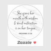 Proverbs 31:26 Bijbelverse marmer Glam Sticker (Vel)