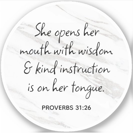 Proverbs 31:26 Bijbelverse marmer Glam Sticker (Voorkant)