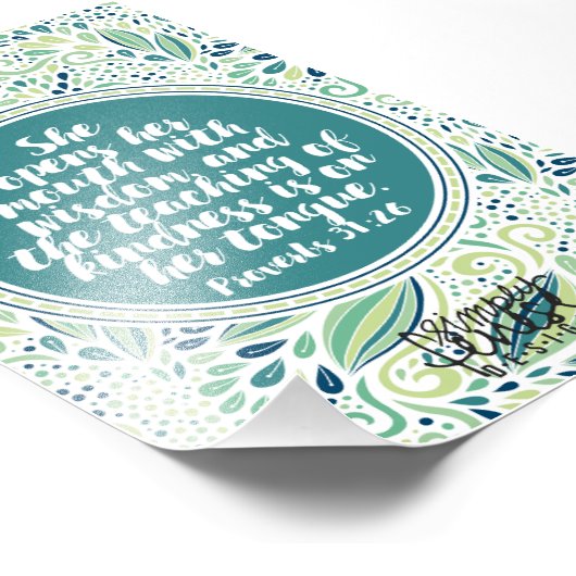 Proverbs 31:26 Onderwijs van de Manuscript van de  Foto Afdruk (Hoek)