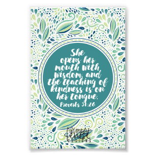 Proverbs 31:26 Onderwijs van de Manuscript van de  Foto Afdruk