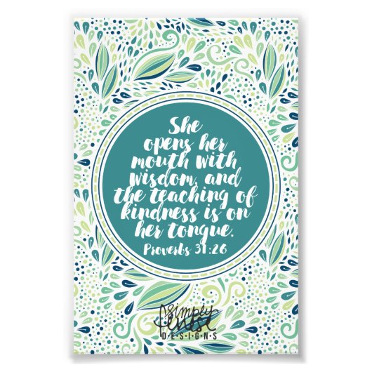 Proverbs 31:26 Onderwijs van de Manuscript van de  Foto Afdruk (Voorkant)