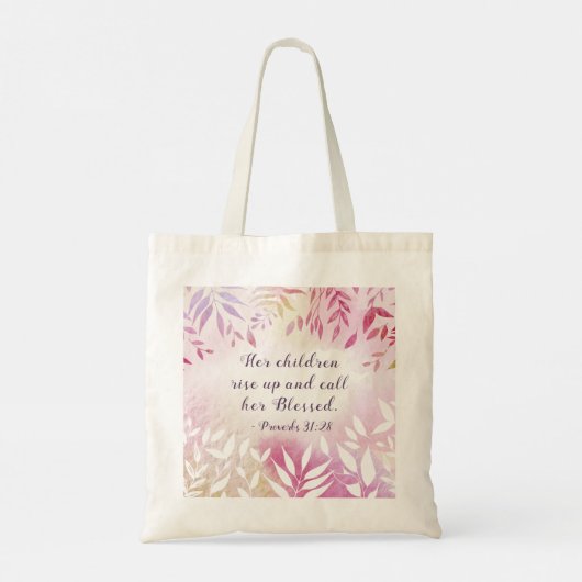Proverbs 31:28 Kinderen noemen haar gezegende Flor Tote Bag (Achterkant)
