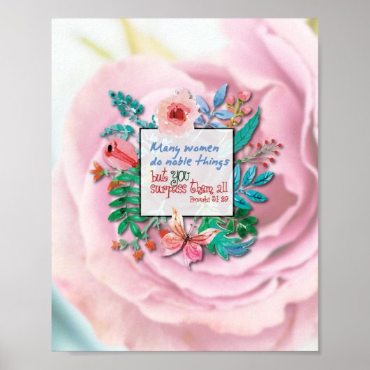 Proverbs 31: 29 bijbelgeschenken voor het schrijve poster (Voorkant)