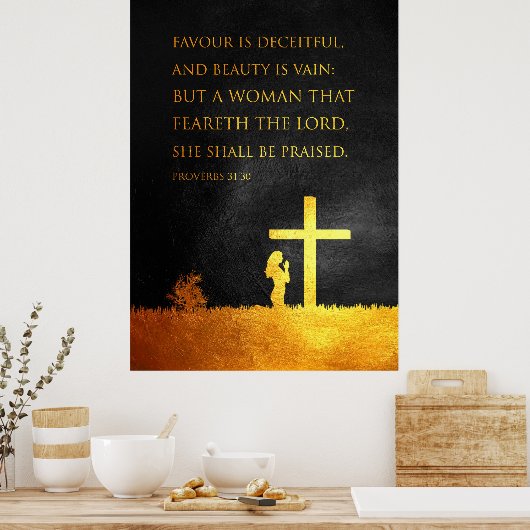 Proverbs 31:30 Bijbelversie Poster (Keuken)