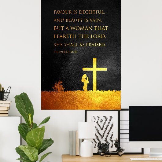 Proverbs 31:30 Bijbelversie Poster (Thuiskantoor)