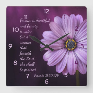 Proverbs 31:30 - Een vrouw die bang is voor de LOR Vierkante Klok