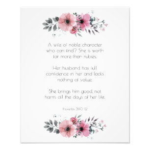 Proverbs 31 Bijbel met bloemen Foto Afdruk