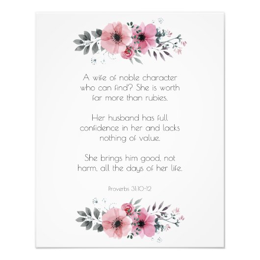 Proverbs 31 Bijbel met bloemen Foto Afdruk (Voorkant)
