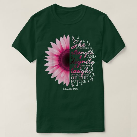 Proverbs 31 Bijbelverse Christelijke borstkanker A T-shirt (Design voorkant)