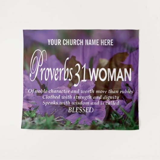 PROVERBS 31 Christelijke kerk van VROUW Wandkleed (Voorkant (horizontaal))