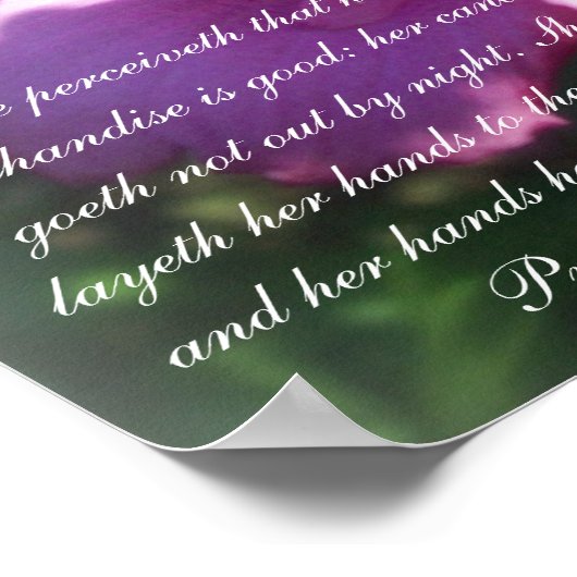 Proverbs 31 Collectie~ Pro 31:18-19 Poster (Hoek)